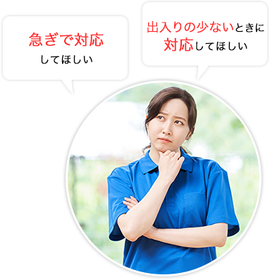 すぐに対応してほしい、スムーズに連絡をとりたい、親身に対応してほしい、決まった日時に回収してほしい