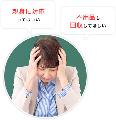 すぐに対応してほしい、スムーズに連絡をとりたい、親身に対応してほしい、決まった日時に回収してほしい